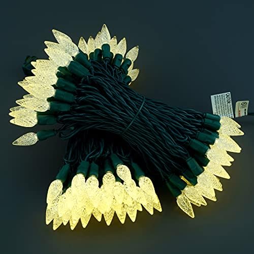 YULETIME 140 Warm White C6 Christmas Lights, 2-Set 36 ft 70ct One-Piece LED