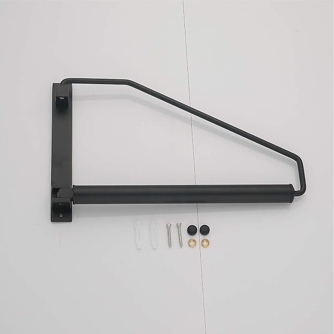 NEWRAIN Folding Clothes Hanger Rack, Wall Mounted Laundry Racks for Drying Clothes,Swing Clothing Hanging System Drying Closet Storage Organizer Black (Pack of 3)