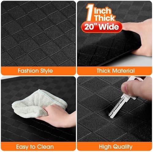 1" Thick Kitchen Mats for Floor, Water Resistant Floor Rug,Black/39" x 20"