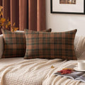 MIULEE Fall Plaid Pillow Covers Scottish Tartan 12x20 Terracotta Brown