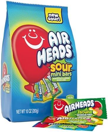 Airheads Mini SOURS Candy Bars, Variety Pack, 10 Ounce Bag