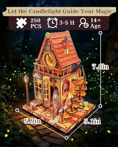 OZJAY Halloween Miniature House Kit, 3D Wooden Puzzles for Adults