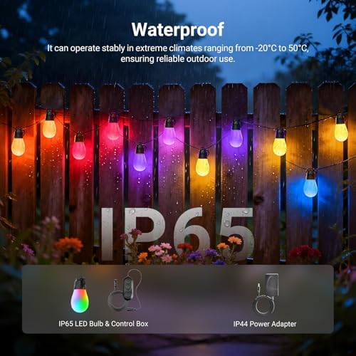 NEEWER NR01 144ft Outdoor String Lights App Control Smart AI RGB IC W Light