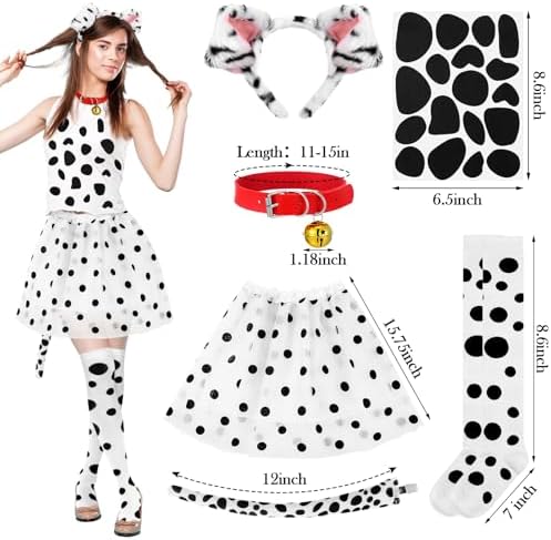 12 Pcs Halloween Dalmatian Dog and Firefighter Couples Costume Set