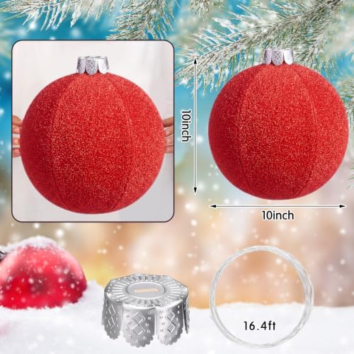 Jetec 6 Pcs 10 Inch Christmas Ball Ornaments Silver Cap, Green, Gold, Red