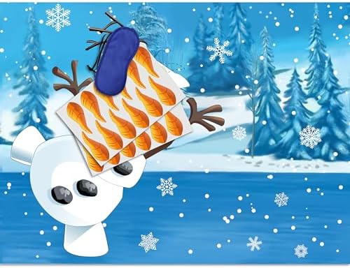Pin The Nose on The Snowman Game for Kids Christmas Party Game for Kids Snowman Pin Game with 24Pcs Nose Stickers Birthday Party Supplies Activities