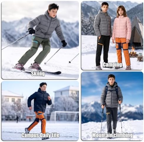 Boys Snow Pants Waterproof Fleece Lined Winter Ski Pants for Kids
