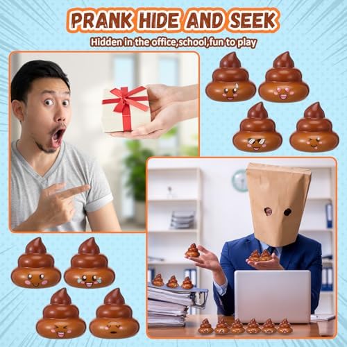 Leyndo 12 Pcs Mini Fake Poop Toys Halloween Party Favors, Brown