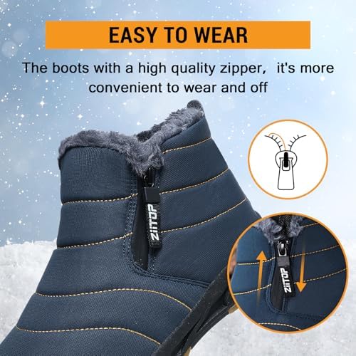 ziitop Snow Boots Mens Waterproof Winter Boots Fur Lined Warm Ankle Boots