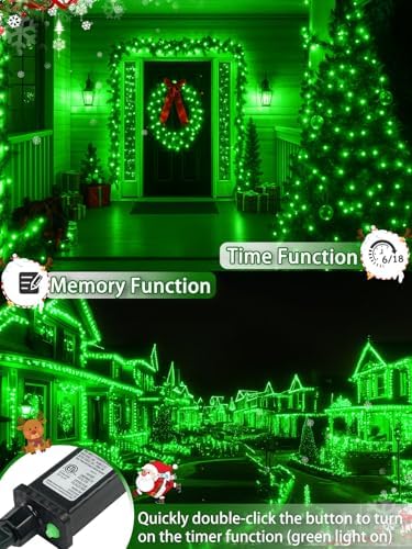 2 Pack 200 LED Christmas Lights 13 Modes Extendable Christmas Tree Lights