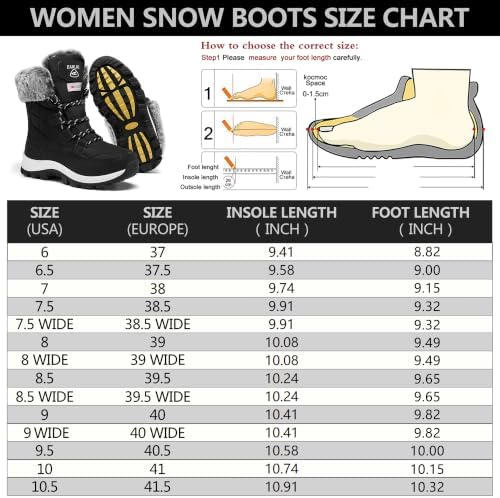 EARLDE Women's Snow Boots Waterproof Mid-Calf Winter Boots