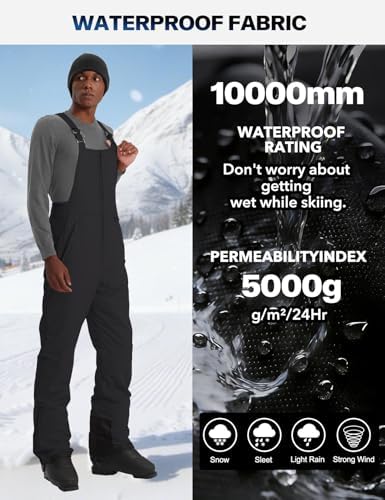 GEMYSE Men's Insulated Ski Bib Overalls Waterproof Snow Pants
