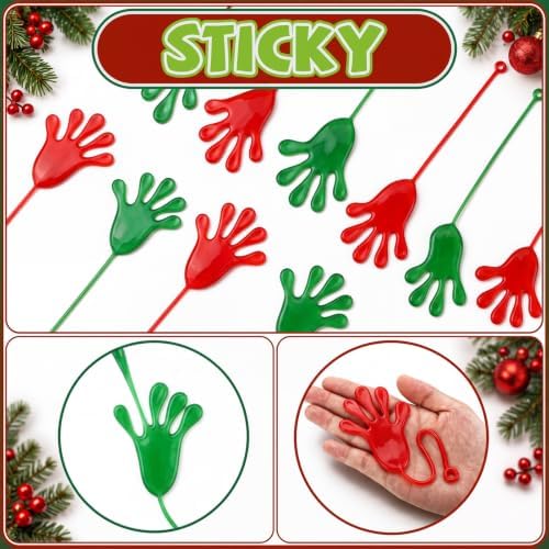 Realspring 300 Pcs Christmas Throws Sticky Hands, Red, Green, White