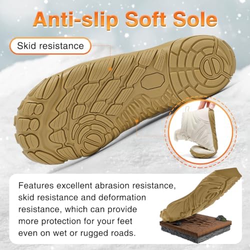 Womens Mens Barefoot Boots Shoes Minimalist Winter Snow Boots Warm Ankle Booties Zero Drop Sole Wide Toe Box Slip on Sneakers