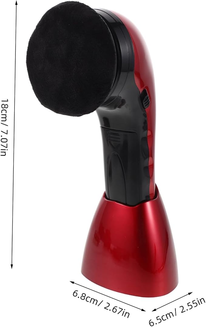 Electric Shoe Polishing Brush Kit with Replacement Brush Head | 710 Red Dual Power, Fiber Sponge Plastic Build, Office and Home Use, Portable Design with Interchangeable Heads