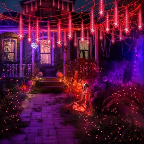 Aukora Halloween Lights Outdoor, UL Certified Red Meteor Shower Lights