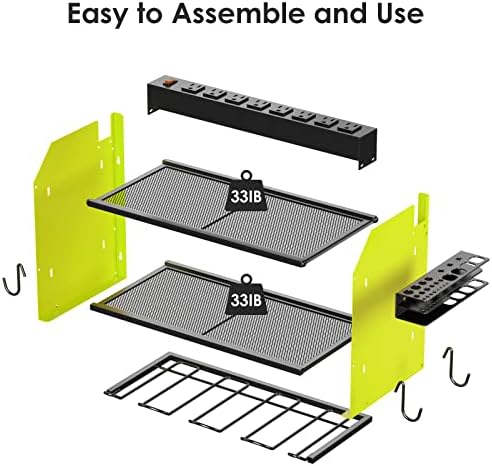 CCCEI Wall Mount Modular Tool Charging Organizer, Green, 2 Pack, 3 Tier.