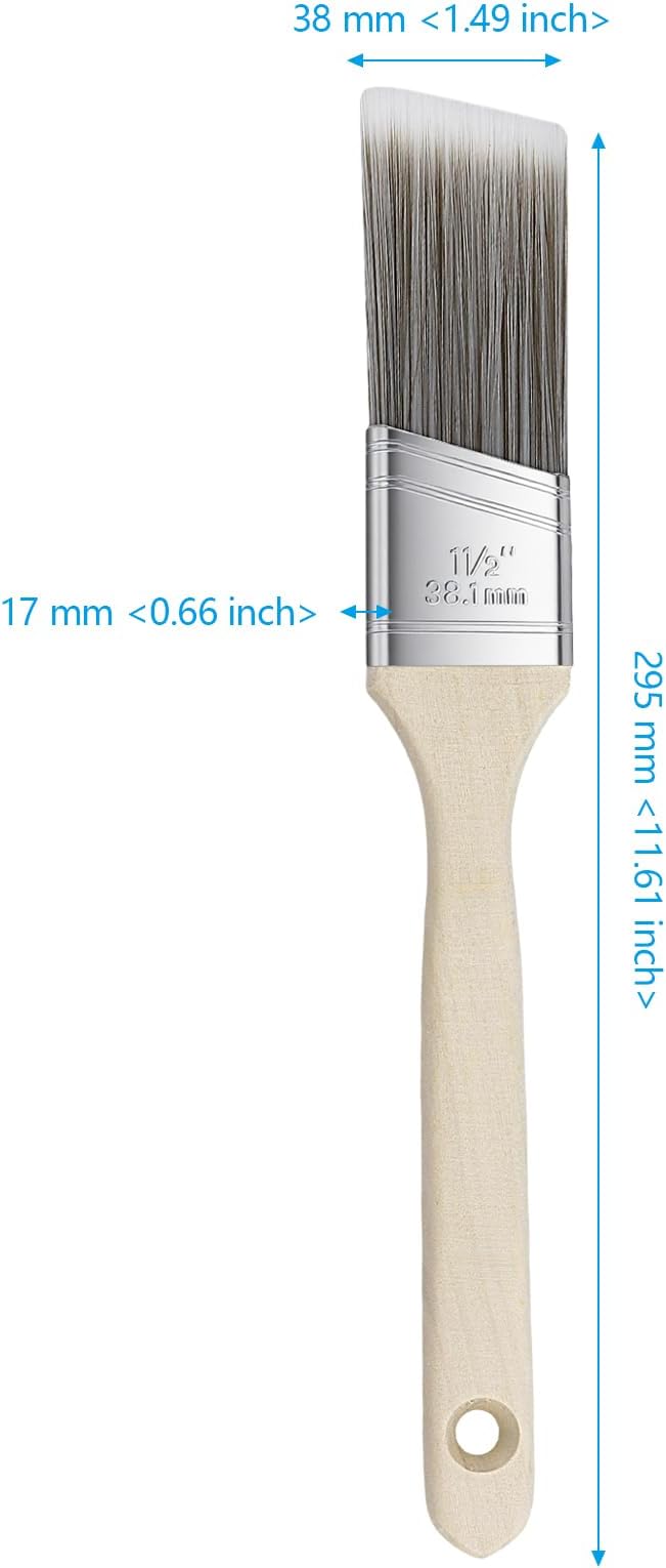 15 PCS 1.5 Inch Paint Brushes Set, Angle Sash Brush Wooden Handle Paintbrush for Painting Walls, Acrylics, Stains, Interior Exterior Home Improvement