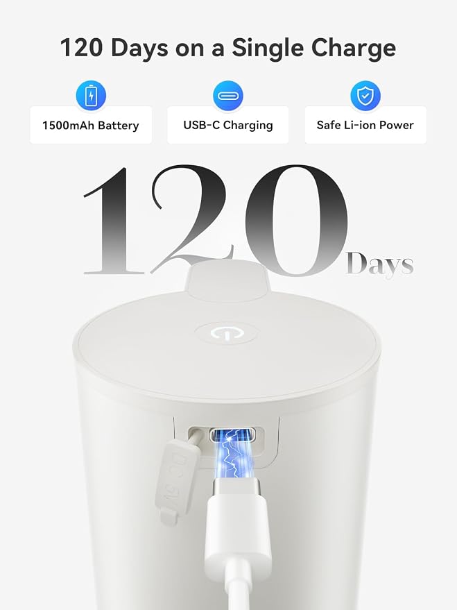 SUNLY Automatic Foam Soap Dispenser, 0.2s Fast Sensor, USB-C Rechargeable, Smudge-Resistant Stainless Steel, Touchless Liquid & Foaming Soap Dispenser for Bathroom, Kitchen, Hotel, White