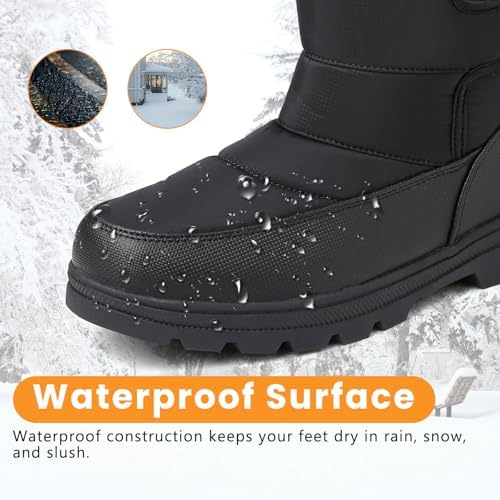 todaysunny Mens Snow Boots Waterproof Womens Winter Boots Fur Lined Warm Lightweight Mid-Calf Casual Outdoor Cold Weather Shoes Unisex