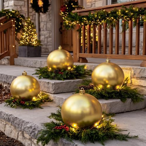 Threan 12 Inch Gold Matte Large Christmas Ball Ornament