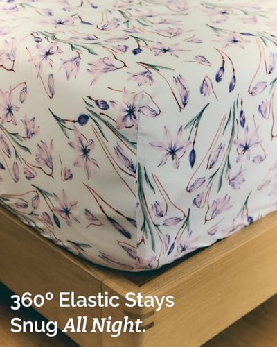 King 3 Piece Boho Botanical Floral Sheet Set - Breathable & Cooling - Iris