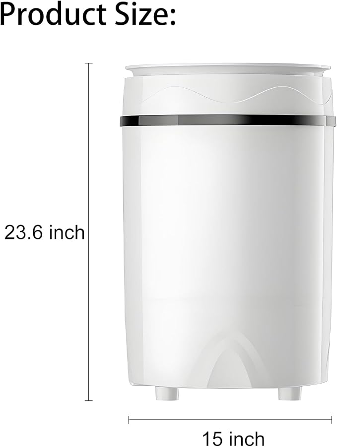Portable Shoes Washing Machine - Compact 15"×15"×24" Mini Washer with Removable PA Soft Brush for Shoes, 7kg Lightweight with Handle, 3 Functions: Wash Shoes/Clothes and Spin-Dry;Knob Operation