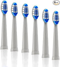 6-Pack Pop Sonic Replacement Electronic Toothbrush Heads, Compatible with Go Sonic, USB, Pro Sonic Toothbrushes w/Soft Dupont Tynex Nylon Bristles