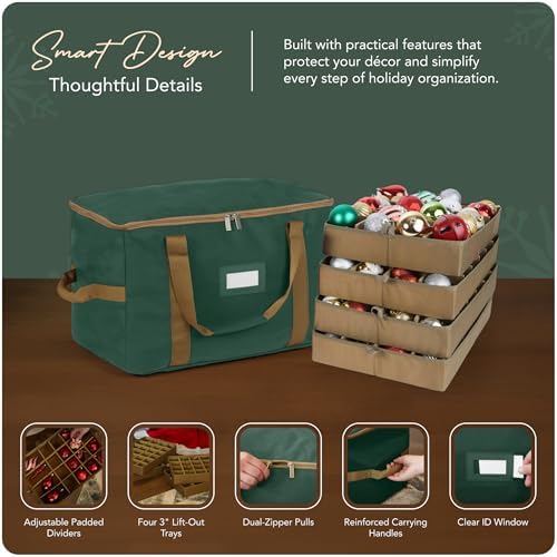 Covermates Adjustable Ornament Storage Bag, 19.25"W x 13"D x 12.5"H, Green