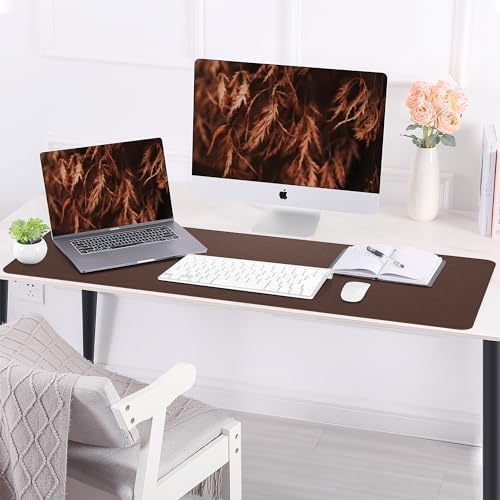 AFIING Cork Desk Mat 47" x 23.6", Dual-Sided Natural Cork & PU Leather Desk Pad, Non-Slip Waterproof Large Mouse Pad for Office, Home & Gaming (Coffee)