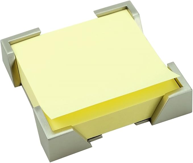 Modern Art Note Holder Dispenser - St209 Stainless Steel Satin Finish Desktop Office Supply Pad Desk Accessory Organizer Memo Note Dispenser Holiday Christmas Gift.