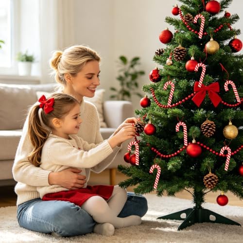 AUGSUN 16 Pcs Red and White Candy Cane Ornaments for Christmas Tree