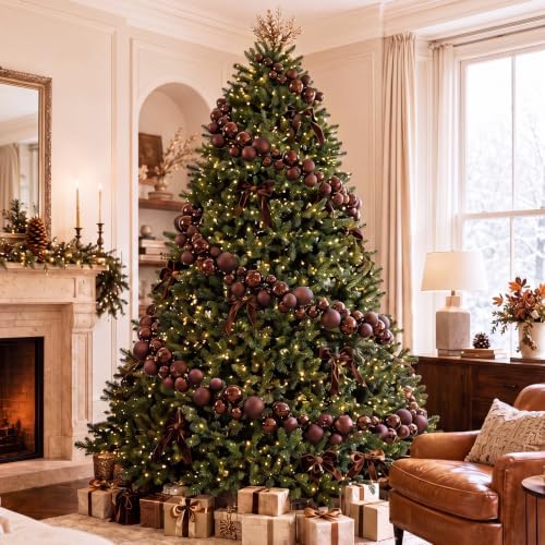 Sosation 29.5Ft Christmas Ball Ornament Garland, Brown, Glossy Matte
