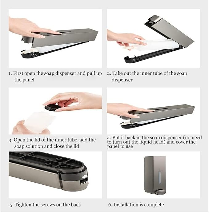 Liquid Soap Dispenser Wall Mount, 1 Chamber Bathroom Shower Pump Dispenser,Press Manually Lotion Soap Dispenser Use for Shampoo, Soap, Conditioner, Shower Gel, for Bathroom Kitchen Hotel (White)