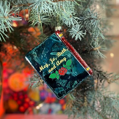 Little Women by Louisa M. Alcott Christmas Tree Ornament, Blown Glass 3D Book Ornament, Book Lover Gift, for Book Lovers.