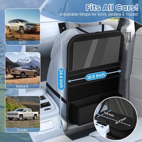 1 Pack Car Backseat Organizer with Tray, Tablet Holder for Kids Trip