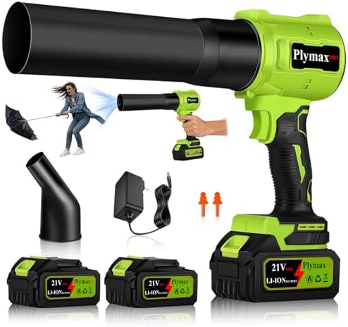 Cordless Leaf Blower, 800,000 RPM Electric Handheld Blower, Leaf Blower Cordless with 2×4.0Ah Batteries & Charger,Snow Blowers with 2-Nozzles for Patio,Lawn Care,Dust,Snow & Car Drying