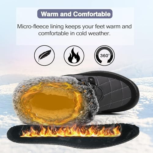 ZEENXIUYA Womens Snow Boots Comfortable Warm Fur Lined Winter Waterproof Flat Lace-Up Ankle Boots Outdoor Winter Booties