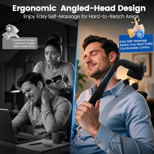 3-in-1 Massage Gun with Detachable Long Handle, Dual-Head Back Massager
