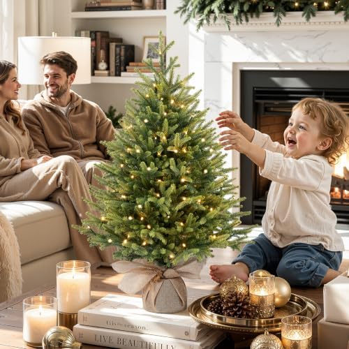 Alupssuc 3ft Prelit Artificial Mini Christmas Tree for Tabletop Desk Decor