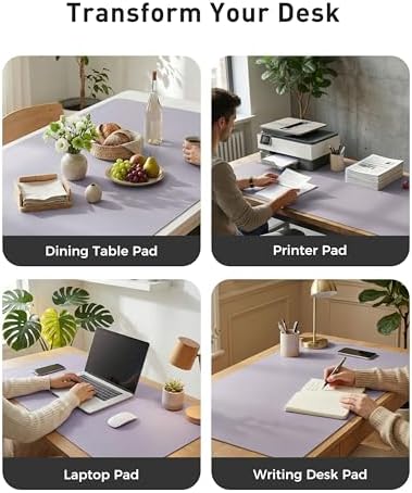 Aothia Faux Leather Desk Mat - Large Mouse Pad, Non-Slip PU Leather Blotter, Waterproof Writing Surface for Office and Home (Lavender, 40" x 24")