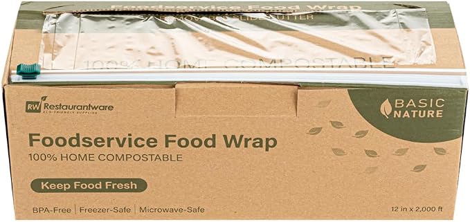 Restaurantware Basic Nature 12" x 2000' Food Wrap 1 Microwavable Cling Wrap - With Built-In Slide Cutter Freezable Clear Plastic Kitchen Food Wrap Durable For Restaurant Cafes And Delis