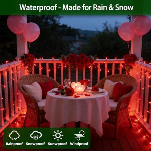 QUHUATU 750 LED 240FT Valentine's Day String Lights, 12 Modes, Red