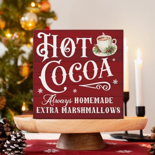 Hot Cocoa Bar Decorations - Christmas Decor, Hot Chocolate Bar Wooden Sign