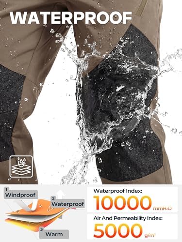 FREE SOLDIER Men's Waterproof Ski Pants Winter Thermal Pants