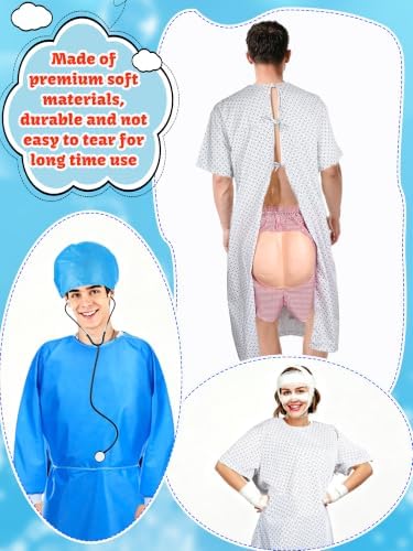 13 Pcs Halloween Couples Costume Surgeon Doctor and Patient Costume Hospital Cosplay Outfit for Adult Halloween Cosplay Medical Themed Party Events