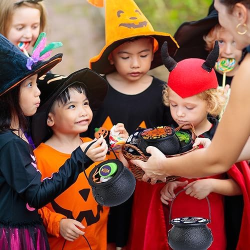 Shemira 256 PCS Halloween Party Favors Bulk for Kids, 32 Pack Prefilled Witch Cauldrons with Halloween Toys, Halloween Goodie Bag Fillers, Halloween Party Supplies, Halloween Miniatures Novelty Toys