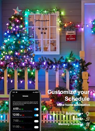 Christmas Lights Outdoor, 100 LED RGB C9 String Lights, Smart APP & Remote
