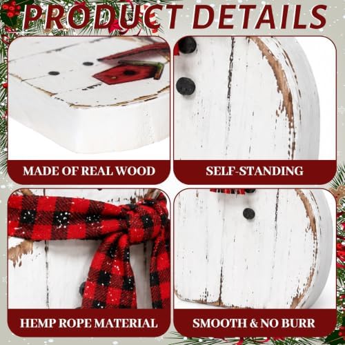 Barydat Snowman Christmas Indoor Decoration Rustic Wooden Table Decor