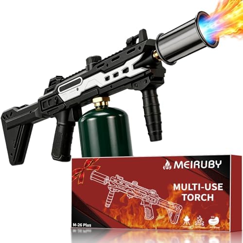 Powerful Propane Torch Gun, Gift for Men Dad, Culinary Blow Kitchen Cooking Torch for Steak Searing, Campfire Charcoal Starter for Blackstone Griddle Accessories (Tank Not included) Black Silver